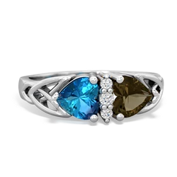 London Topaz Celtic Knot Double Heart 14K White Gold ring R5040