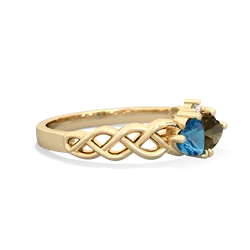 London Topaz Heart To Heart Braid 14K Yellow Gold ring R5870