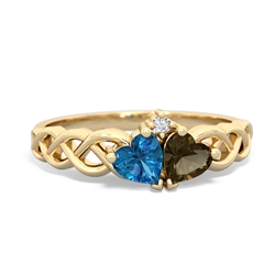 London Topaz Heart To Heart Braid 14K Yellow Gold ring R5870