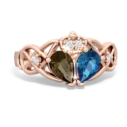 London Topaz 'One Heart' Celtic Knot Claddagh 14K Rose Gold ring R5322