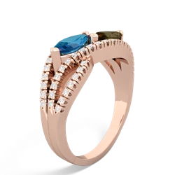 London Topaz Diamond Rivers 14K Rose Gold ring R3070