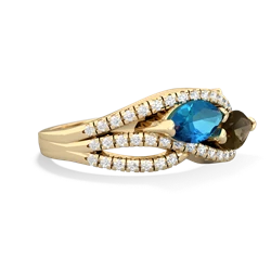 London Topaz Diamond Rivers 14K Yellow Gold ring R3070