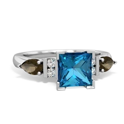 London Topaz 6Mm Princess Eternal Embrace Engagement 14K White Gold ring C2002