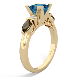 London Topaz 6Mm Princess Eternal Embrace Engagement 14K Yellow Gold ring C2002