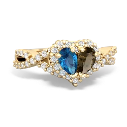 London Topaz Diamond Twist 'One Heart' 14K Yellow Gold ring R2640HRT