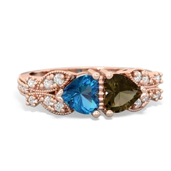 London Topaz Diamond Butterflies 14K Rose Gold ring R5601