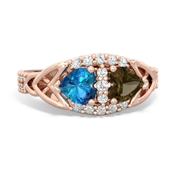 London Topaz Sparkling Celtic Knot 14K Rose Gold ring R2645