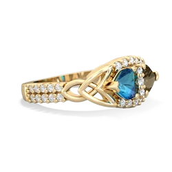 London Topaz Sparkling Celtic Knot 14K Yellow Gold ring R2645