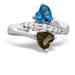 London Topaz Heart To Heart 14K White Gold ring R2064