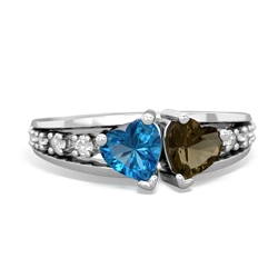 London Topaz Heart To Heart 14K White Gold ring R3342