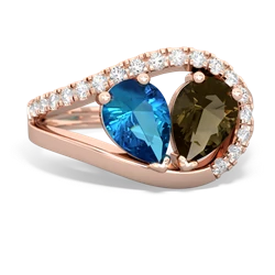 London Topaz Nestled Heart Keepsake 14K Rose Gold ring R5650