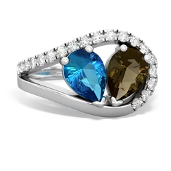 London Topaz Nestled Heart Keepsake 14K White Gold ring R5650