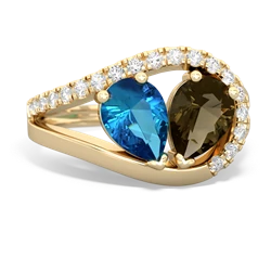 London Topaz Nestled Heart Keepsake 14K Yellow Gold ring R5650