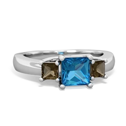 London Topaz Three Stone Trellis 14K White Gold ring R4015