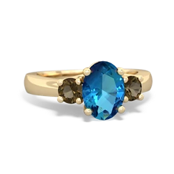 London Topaz Three Stone Oval Trellis 14K Yellow Gold ring R4024