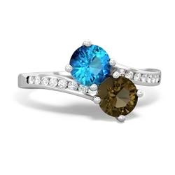 London Topaz Channel Set Two Stone 14K White Gold ring R5303