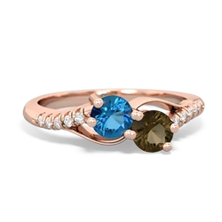 London Topaz Infinity Pave Two Stone 14K Rose Gold ring R5285