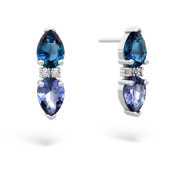 London Topaz Bowtie Drop 14K White Gold earrings E0865