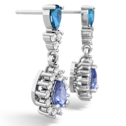 London Topaz Halo Pear Dangle 14K White Gold earrings E1882