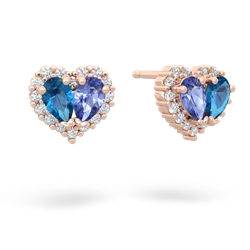 London Topaz Halo 14K Rose Gold earrings E7008
