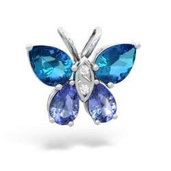 London Topaz Butterfly 14K White Gold pendant P2215