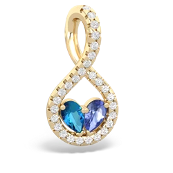 London Topaz Pave Twist 'One Heart' 14K Yellow Gold pendant P5360