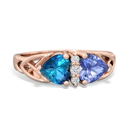 London Topaz Celtic Knot Double Heart 14K Rose Gold ring R5040