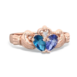 London Topaz 'Our Heart' Claddagh 14K Rose Gold ring R2388