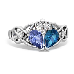 London Topaz 'One Heart' Celtic Knot Claddagh 14K White Gold ring R5322