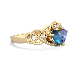 London Topaz 'One Heart' Celtic Knot Claddagh 14K Yellow Gold ring R5322