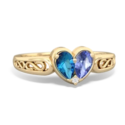 London Topaz Filligree 'One Heart' 14K Yellow Gold ring R5070