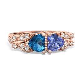 London Topaz Diamond Butterflies 14K Rose Gold ring R5601