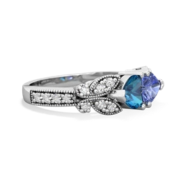 London Topaz Diamond Butterflies 14K White Gold ring R5601