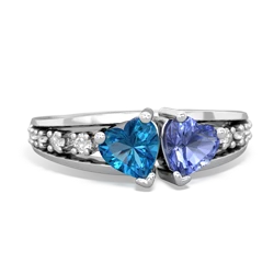 London Topaz Heart To Heart 14K White Gold ring R3342