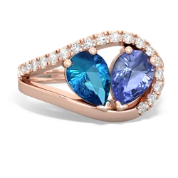 London Topaz Nestled Heart Keepsake 14K Rose Gold ring R5650