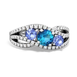 London Topaz Three Stone Aurora 14K White Gold ring R3080