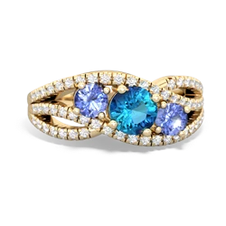 London Topaz Three Stone Aurora 14K Yellow Gold ring R3080