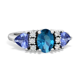 London Topaz Antique Style Three Stone 14K White Gold ring R2186