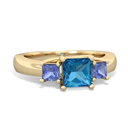 London Topaz Three Stone Trellis 14K Yellow Gold ring R4015