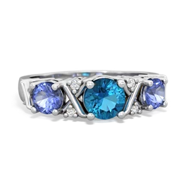 London Topaz Hugs And Kisses 14K White Gold ring R5016