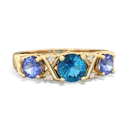 London Topaz Hugs And Kisses 14K Yellow Gold ring R5016