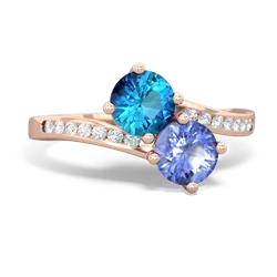 London Topaz Channel Set Two Stone 14K Rose Gold ring R5303