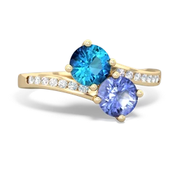 London Topaz Channel Set Two Stone 14K Yellow Gold ring R5303