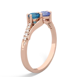 London Topaz Infinity Pave Two Stone 14K Rose Gold ring R5285