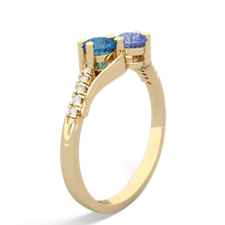 London Topaz Infinity Pave Two Stone 14K Yellow Gold ring R5285