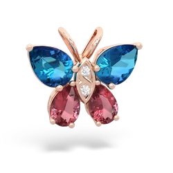 London Topaz Butterfly 14K Rose Gold pendant P2215