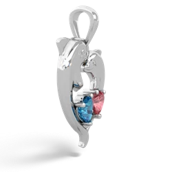 London Topaz Dolphin Heart 14K White Gold pendant P5820