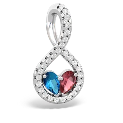 London Topaz Pave Twist 'One Heart' 14K White Gold pendant P5360