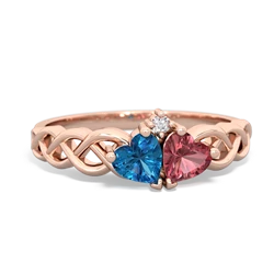 London Topaz Heart To Heart Braid 14K Rose Gold ring R5870