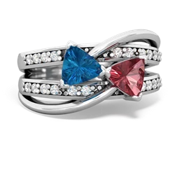 London Topaz Bowtie 14K White Gold ring R2360